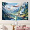 Realistic Dinosaur Tapestry, 150x100cm Prehistoric Waterfall & Mountain Wall Decor for Boys Room & Birthday Party