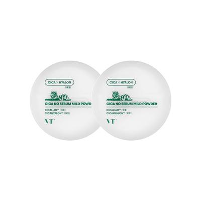 VTCOSMETICS T CICA Delikatny Puder 5g Puder do Twarzy dla Skóry Tłustej Gładki Puder Błyszczący Makijaż Zapobiega Lepkości (V Cosmetics) [Zestaw 1+1] Skóra Bez Sebum, Kompaktowy,