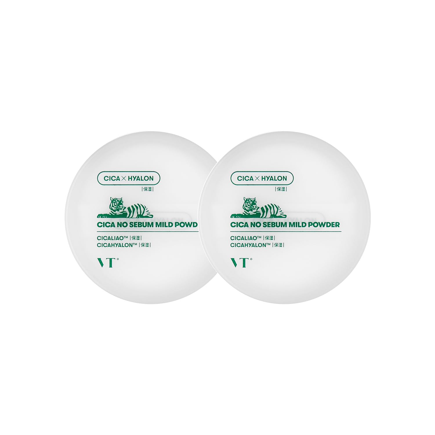 VTCOSMETICS T CICA Легкая пудра 5 г Пудра для лица для жирной кожи Гладкая пудра Сияющий макияж Предотвращает липкость (V Косметика) [Набор 1+1] Кожа без жирного блеска, Компактная пудра,