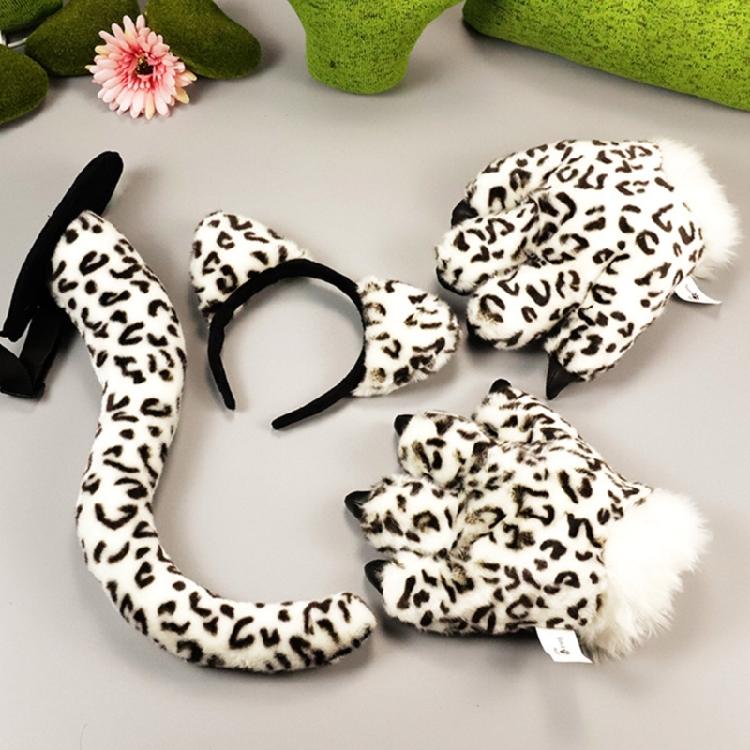Leopard Costume Accessories Set Leopard Ear Headband,Tail Halloween Cosplay Prop