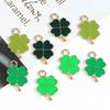 20pcs Four-Leaf Jewelry Making Charms, Assorted Green Charm Pendant Plated Enamel Charm Pendant For Earring Necklace Bracelet