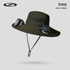 Solar Fan Hat Anti-UV Outdoor Wide Brim Sun Hat with 2 Fans Rechargeable Men Fisherman Cap for Camping Fishing Hiking