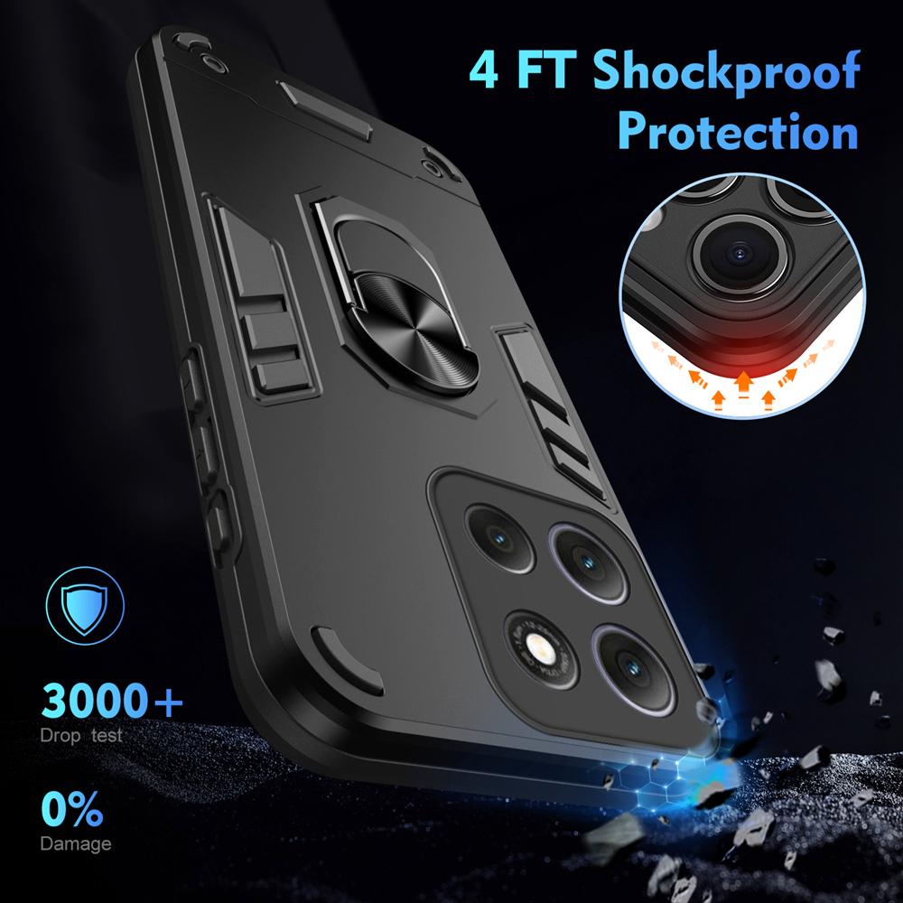 KEYSION Shockproof Case for Motorola MOTO G86 5G Soft Silicone+PC Camera Protection Metal Ring Stand Phone Cover for MOTO G56 5G