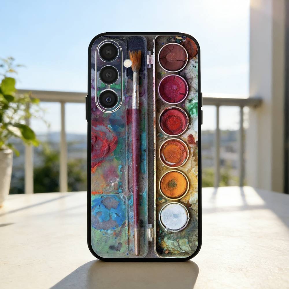 Watercolors Set Paint Palette  Phone Case For Samsung  A73,72,71,53,52,51,22,91,80, Soft Black Cover
