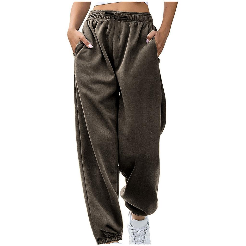 Women's Casual Pants High-waisted Belted Jogging Pants With Pockets