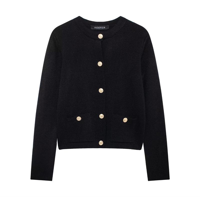 2025 Autumn/Winter New Arrival European & American Style Round Neck Long Sleeve Knit Cardigan