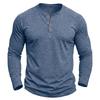 Mens Classic Style Henley Pullover Tops Raglan Long Sleeve Solid Color Daily Casual Wear Crew Neck Basic T Shirts