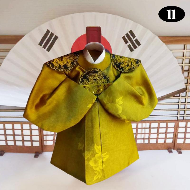 Korean Folk Traditional Style Wine Bottle Cover Hanbok Design Fabric Champagne Packaging Bag Wine Cabinet Wedding Decor Crafts
