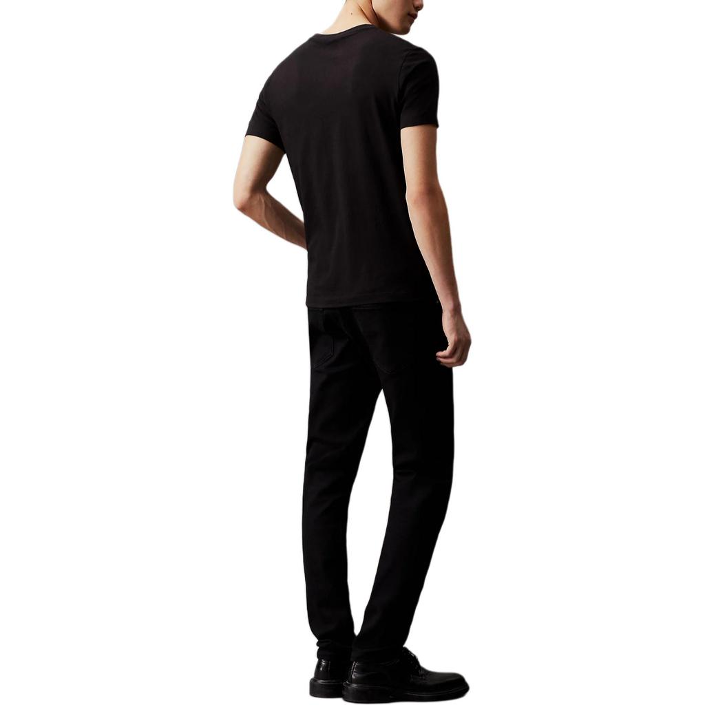 Calvin Klein Jeans Slim Fit Solid Color Round Neck Short Sleeve T-Shirt With Letter Pocket Men Tops Black J30J320936-BEH