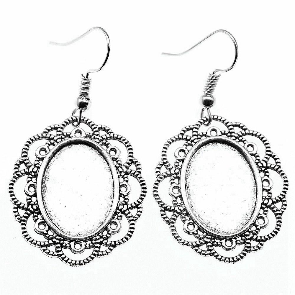 Ovale Cabochon Base Hængeøreringe DIY Foto Smykke Tilbehør Håndlavede Gaver