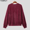 INCERUN Men Long Sleeve Fleece Keek Warm Casual Furry Undershirts Tops