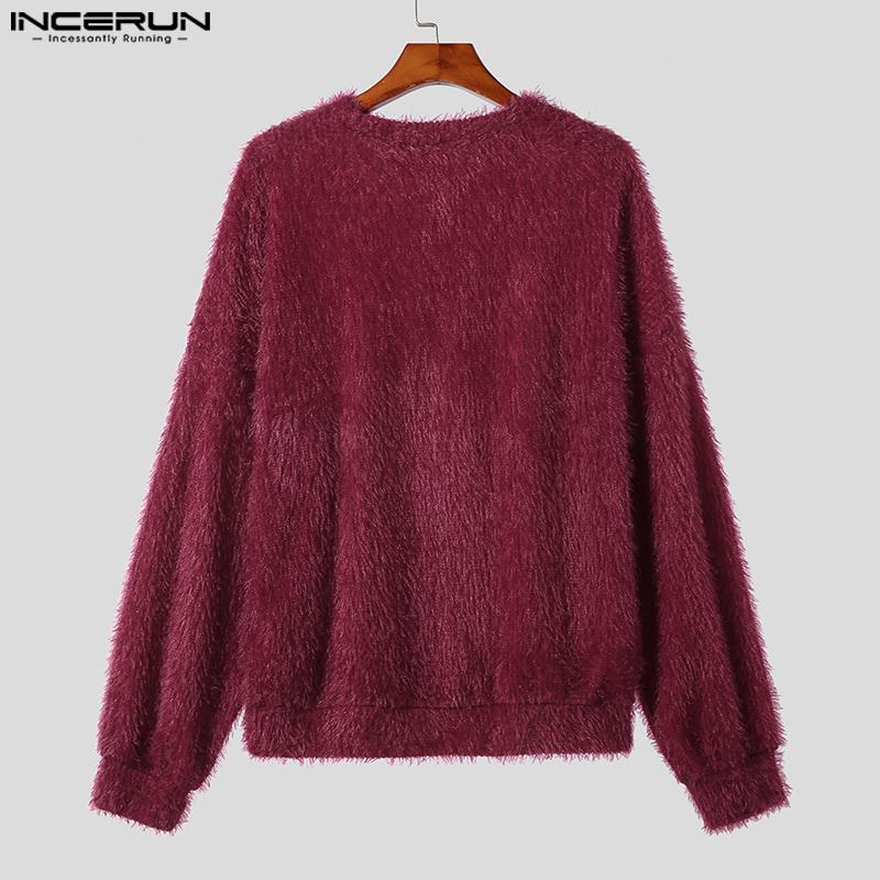 INCERUN Men Long Sleeve Fleece Keek Warm Casual Furry Undershirts Tops