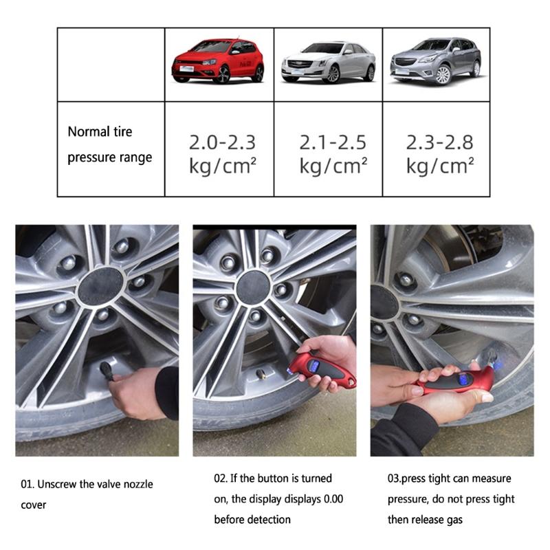 Digital Tyre Pressure Gauge 150 PSI ABS 4 Settings with Backlit LCD-Display