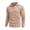 Mens Long Sleeve Zip Up Solid Casual Polo Shirt