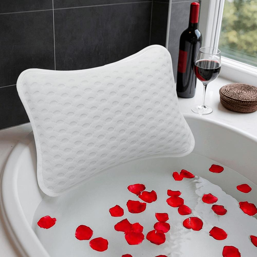 Comfortable Shower Headrest 2 Suction Cups Bathtub Cushion Practical Bathtub Pillow  Bathroom