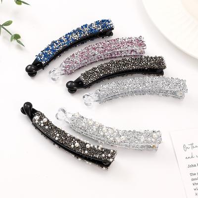 1PC New Color Pan Hair Banana Clip Light Luxury Stone High-end Fashion Ponytail Clip Hair Accessories Hairpin