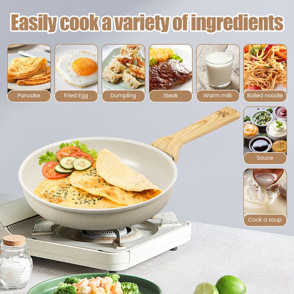 Nonstick Frying Pan Skillet Enduring Frying Pan with Heat Resistant Handle Uniform Heat Conduction Kitchen Cooking Omelette Pan