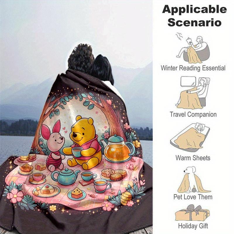 1pc Winnie The Pooh Printing Blanket - Soft, All-Season Throw for Office Blanket,  | Personalized Gift with Adorable Cartoon Design