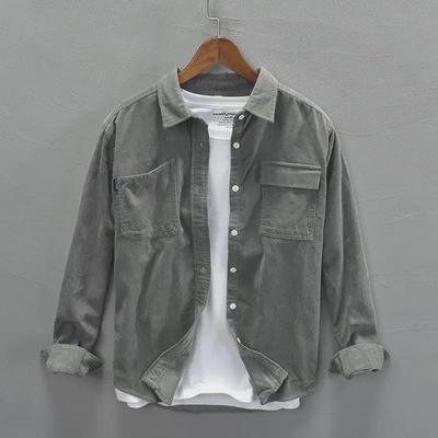 Men's Autumn Corduroy Long Sleeve Shirt Jacket - Hong Kong Style, Loose & Casual