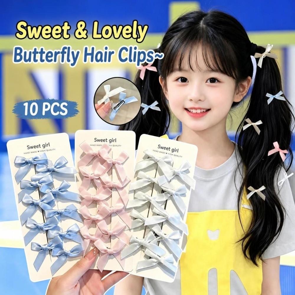 10Pcs Mini Bow Hairpin Ballet Style Duckbill Hair Clip Cute Ribbon Hair Clips Girls and Women