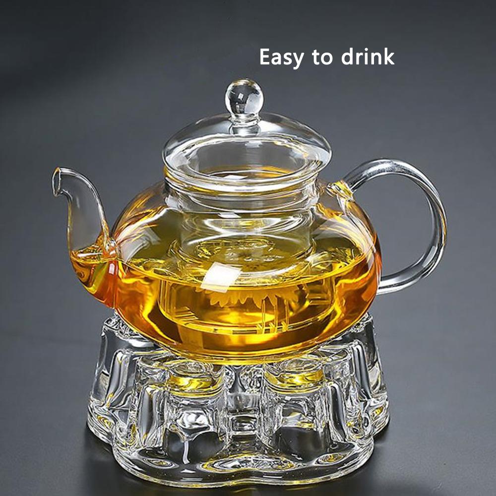 400ml/1000ml Filterable Heat-resistant Thickened Glass Teapot High Borosilicate Glass Flower Tea Pot Heatable Glass Tea Set