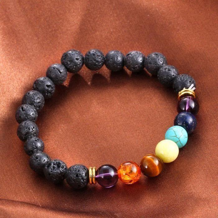 7 Chakra Heilarmband Perlen Natur Lavastein Diffusor Armband Schmuck 1382 brown