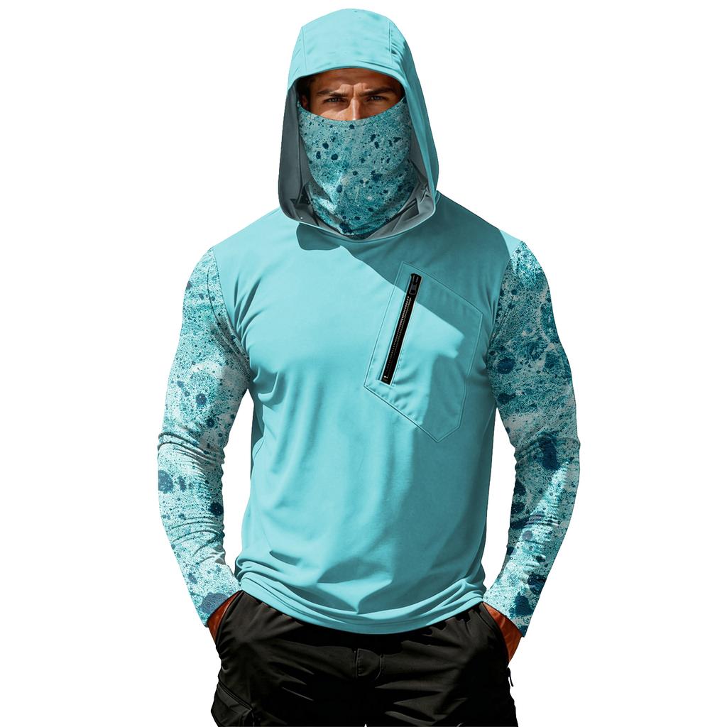 Casual herentop met capuchon en lange mouwen die bescherming biedt tegen de zon.