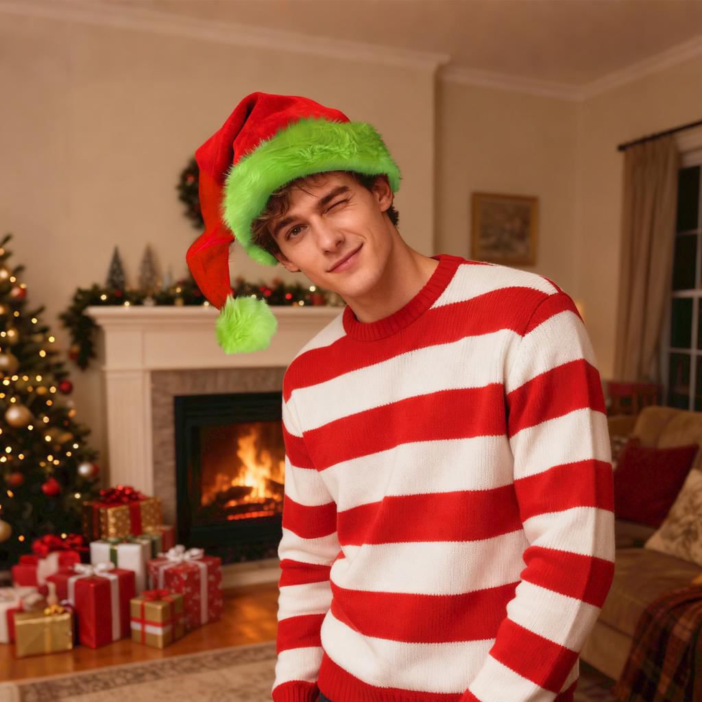 Christmas Decorations For Adults And Children Luminous Plush Santa Hats