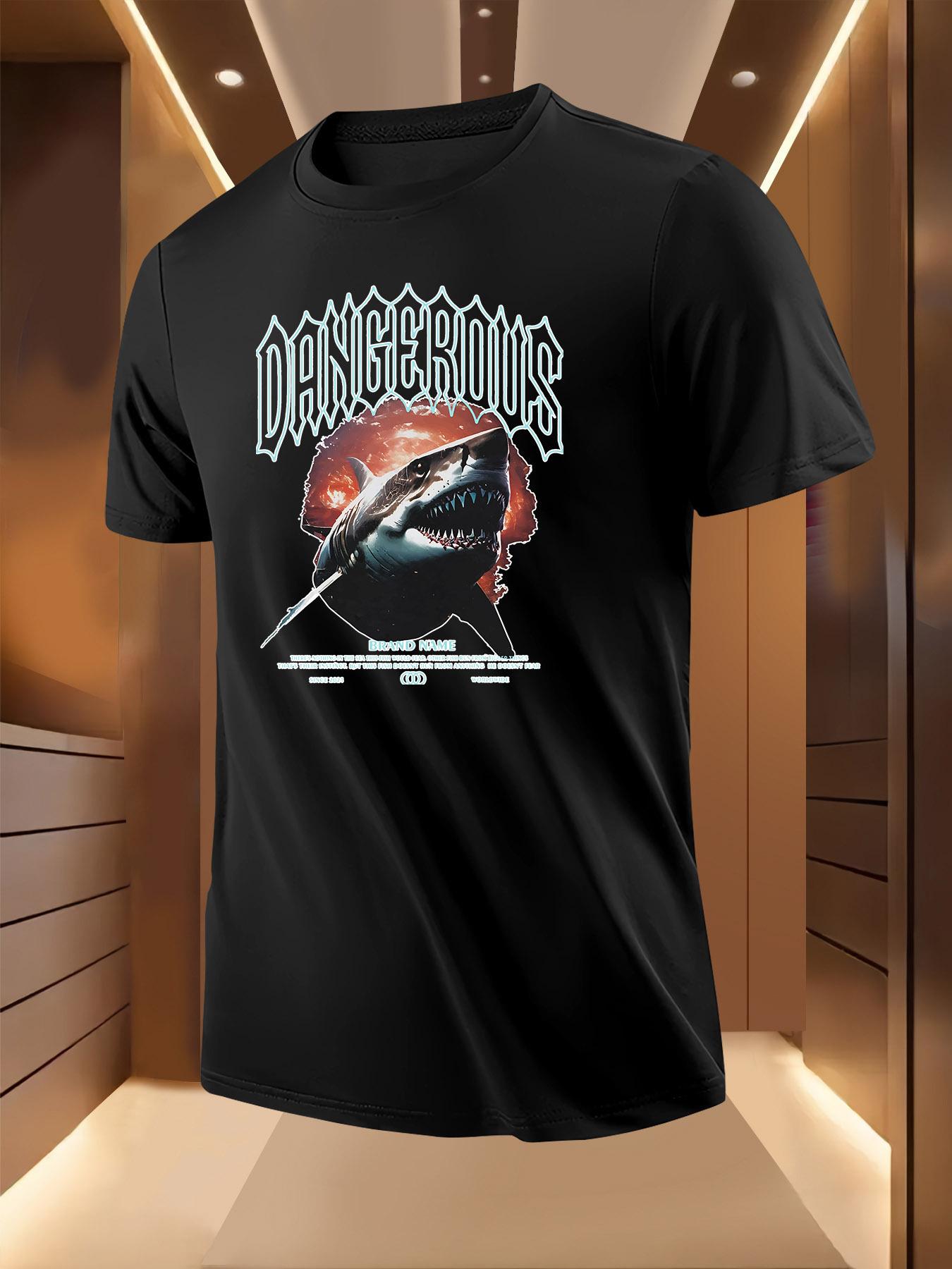 Dangerous Shark Graphic Tshirt - Bold Shark Design with ... XXXXL