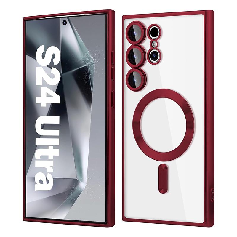 Electroplated With Magsafe Case For Samsung Galaxy S24 S23 S22 S21 Note 20 Ultra S23 FE Soft Magnetic Lens Protection Glass Film