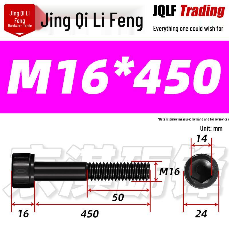 Hex Socket Head Cap Screw, Half Thread, M12-M18, High-Strength, Blackened Cylindrical Head, Knurled Bolt