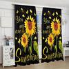 Set Of 2 Golden Butterfly Sunflowered Pattern Printed Curtains Window Decorations Home Room Curtain Polyester