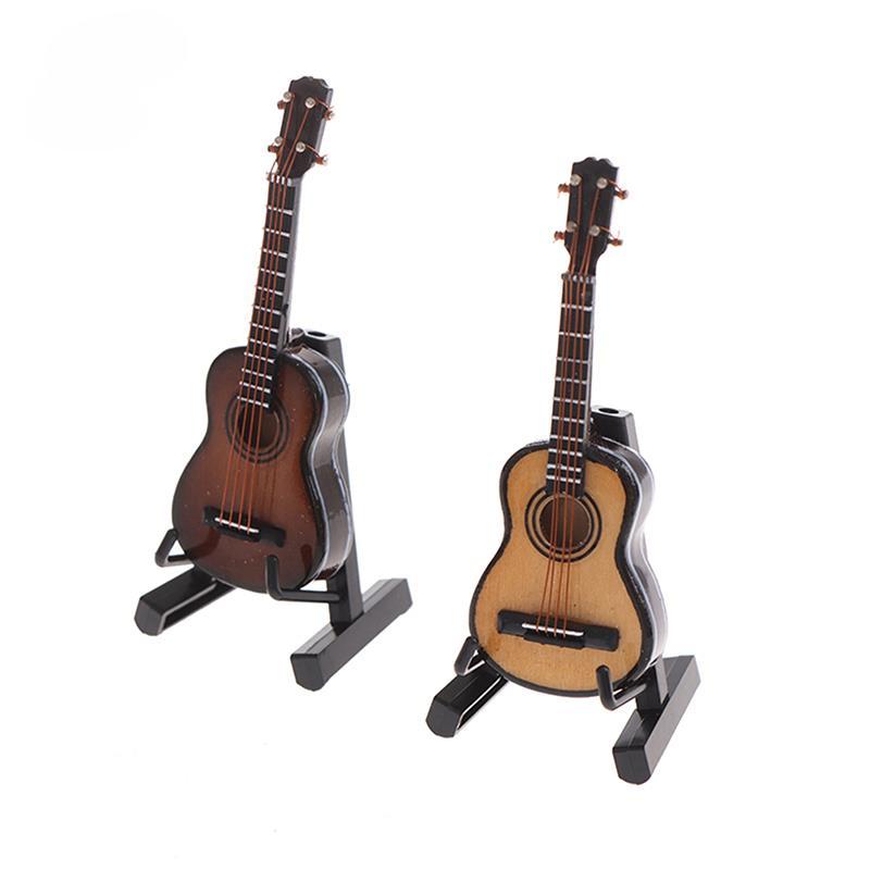 1 rinkinys išskirtinė mini smuiko gitara su muzikos instrumento dėklu Geriausia dovana miniatiūrinis medinis ornamentas lėlių namelis „pasidaryk pats“ vaikams žaislų modelis