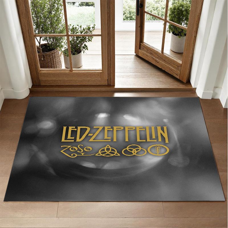 Led Zeppelin Design Crystal Velvet Rug Soft Decorative Mat for Bedroom Entrance