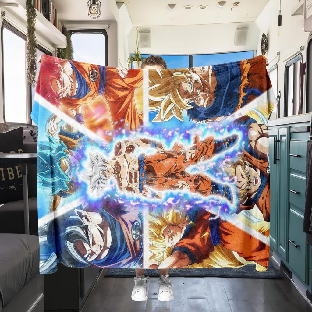 1PC Dragon Ball Super Print Flannel Blanket, High quality All Seasons, Home Decor, Warmth and Comfort, Perfect for Christmas Gifts
