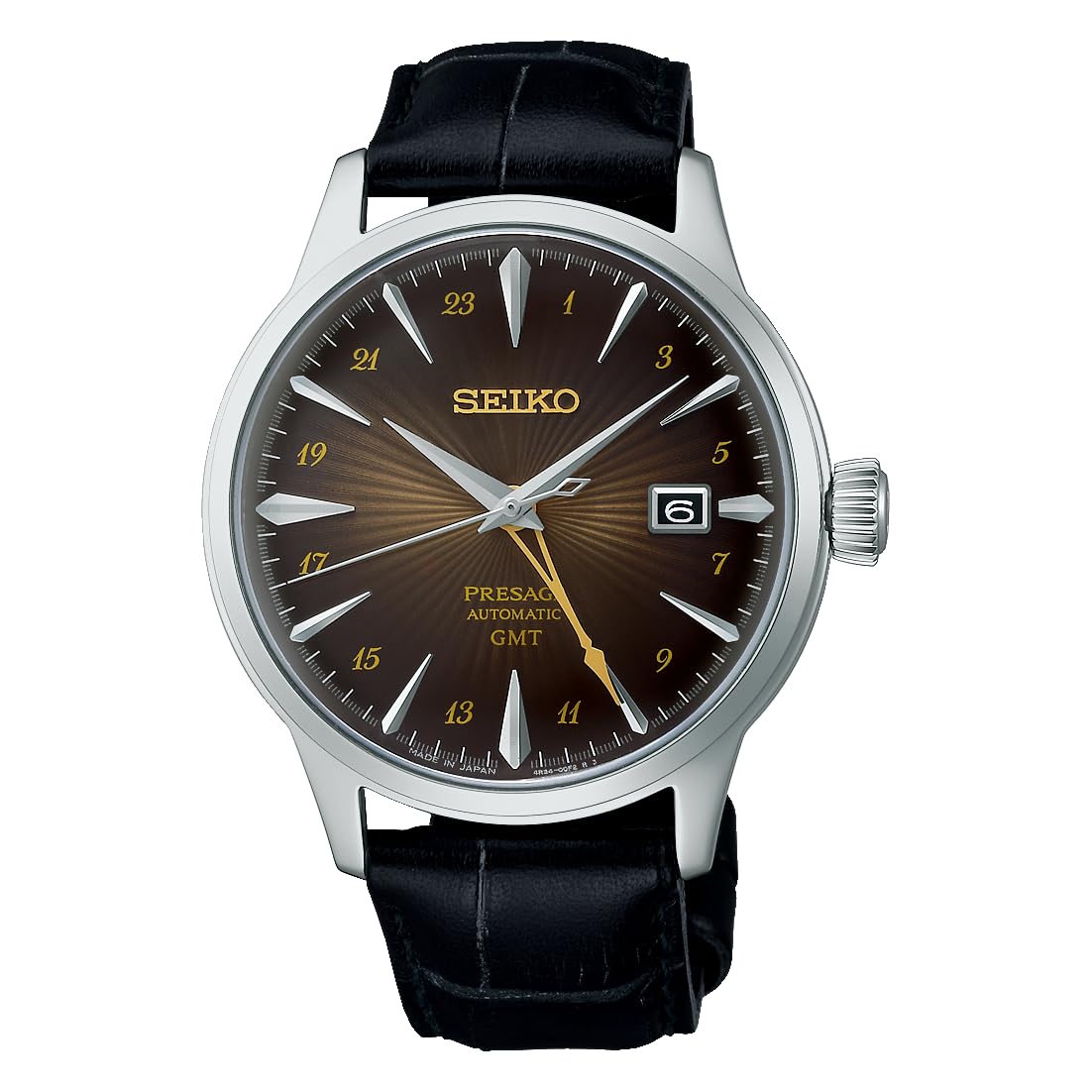 

[Seiko Watch] Чоловічий наручний годинник Presage Cocktail Time GMT з чорним циферблатом SARY243