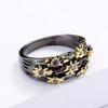 Stamp Newest Creative Fashion Trendy Two-Tone Gold-Plated Light Gun Color Ring For Ladies Engagement Wedding Jewelry Gift