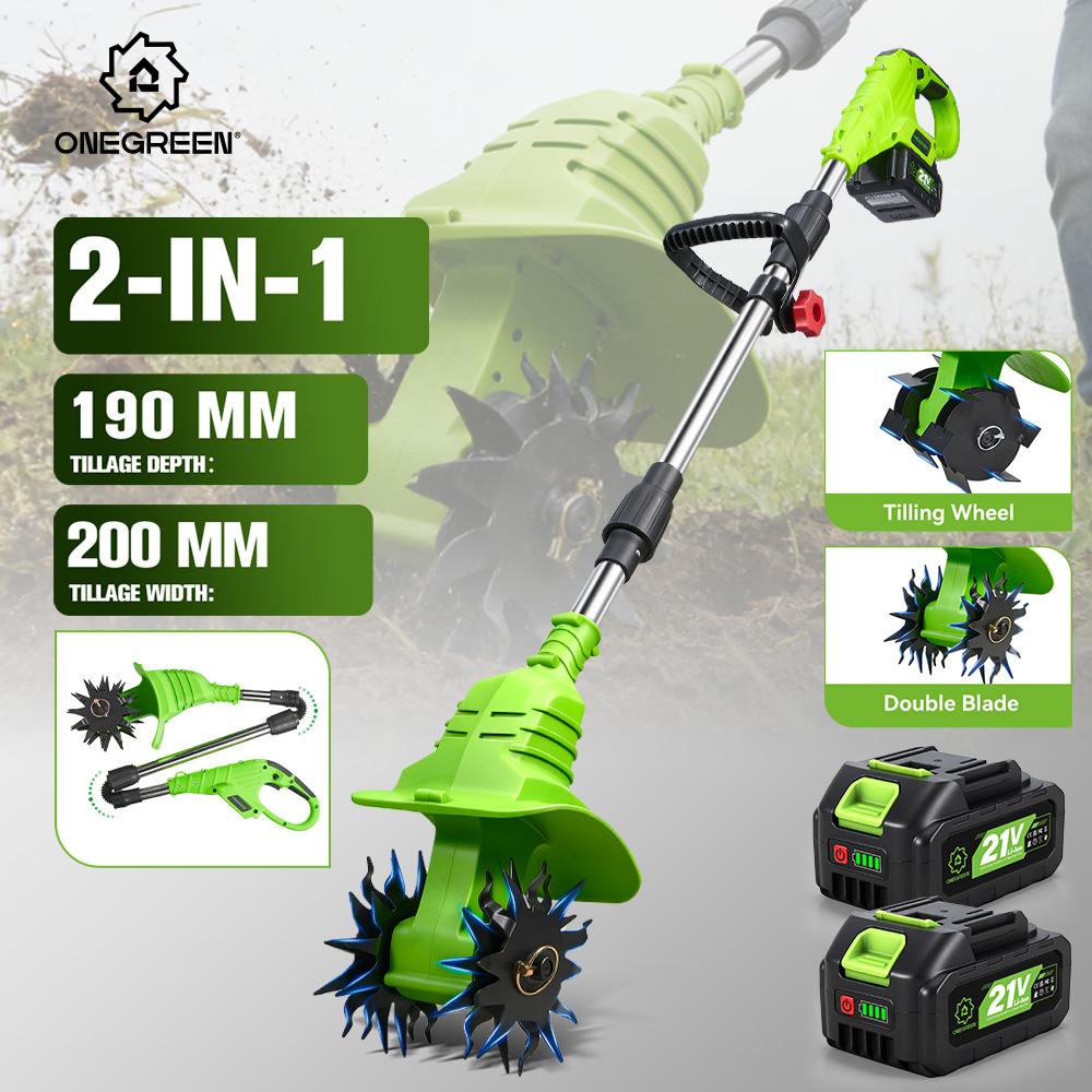 ONEGREEN 2W1 Elektryczny Kultywator Glebogryzarka Kosiarka Rototiller Do Uprawy Gleby Narzędzie Skaryfikujące Do Akumulatora Makita 18V Pin
