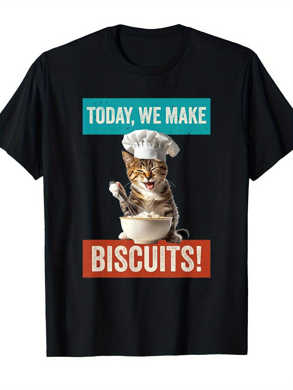 Funny Cat Baker T-Shirt - Kitten Cook & Cat Biscuits Graphic S разноцветный