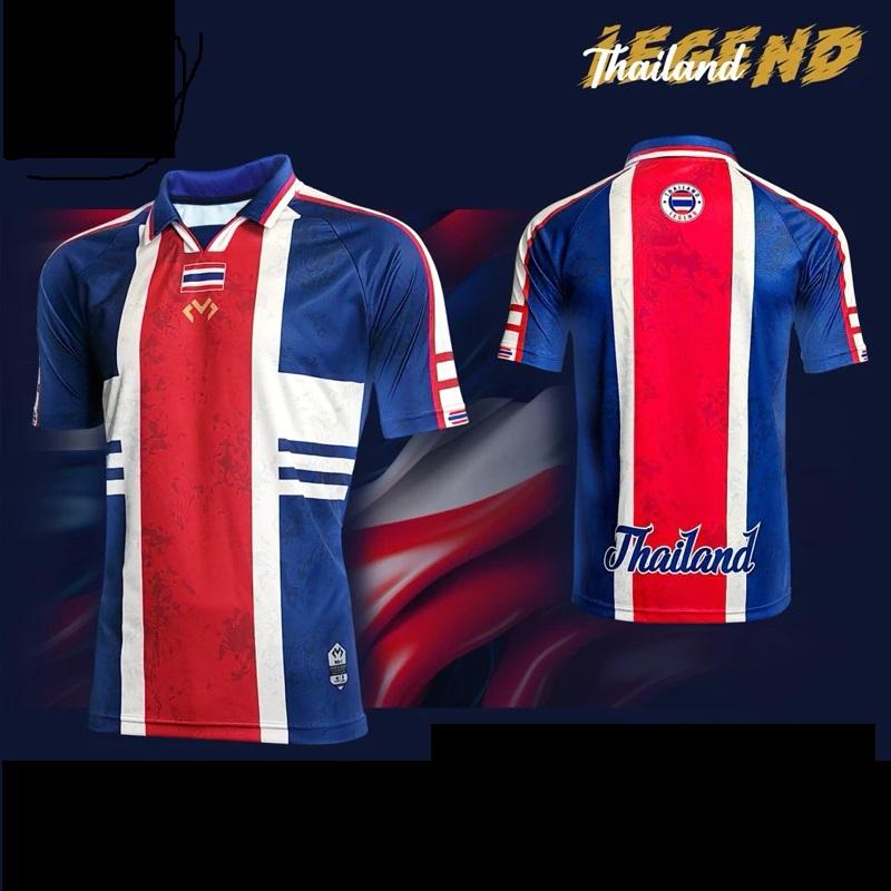 

ТАИЛАНД Национальный футбольный футбол Винтаж ДЖЕРСИ CHEER Fan Version Быстросохнущая рубашка Поло Полиэстер Короткий рукав Униформа Логотип Слона Спорт На Открытом Воздухе M