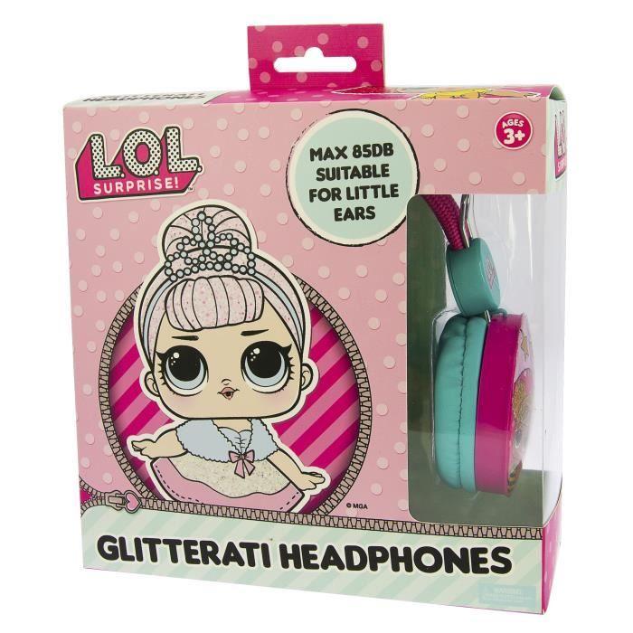 Casque Audio Enfant Kidsafe LOL Surprise! - Stéréo, Arceau Réglable, Prise Jack 3,5mm - Rose