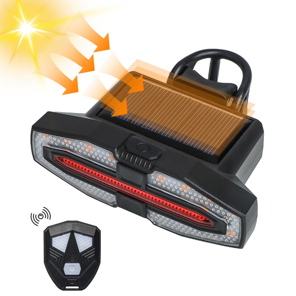 Solar LED Fahrrad Blinker Rücklicht mit Blinkern Fahrrad Warnleuchte Fernbedienung Tragbares Fahrradrücklicht für Nachtfahrten