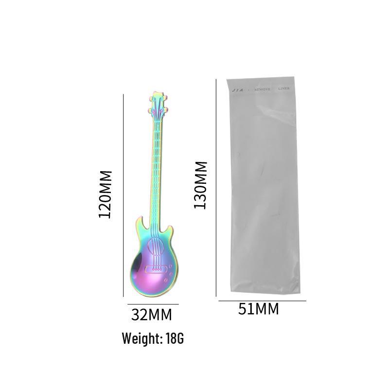 304 Stainless Steel Colorful Guitar Coffee & Dessert Stirring Spoon