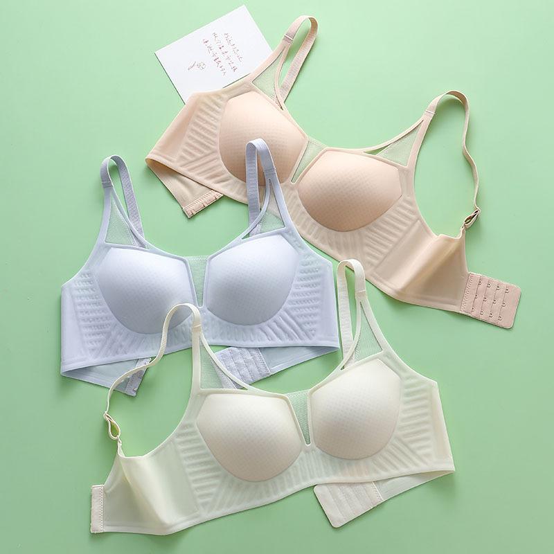 Deep V-shaped Mesh Bra Women's Thin Seamless Underwear Breathable Bra Sexy Bra Push Up Bra
