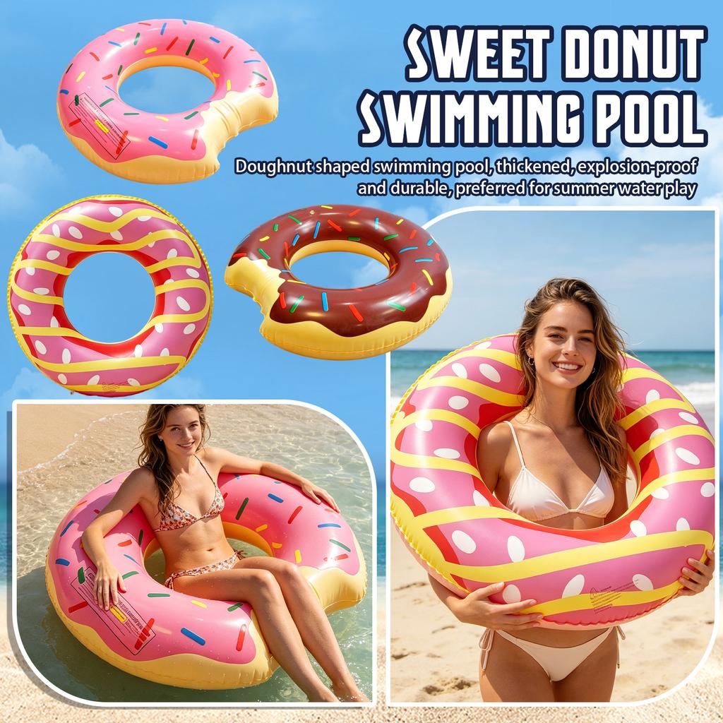 Inflatable Swimming Rings for Adults and Children Thickened Durable Material Pool Float Donut Shape Design Suitable for Beach and Pool Use