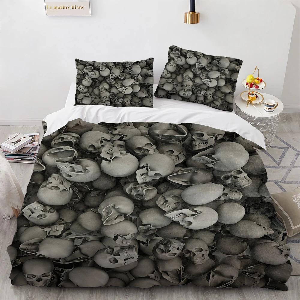 Skeleton 3D Duvet Cover Men Women/Children KID Printing Gothic Skeleton Bedding Set Comforter Bed Soft Single Double Large Size