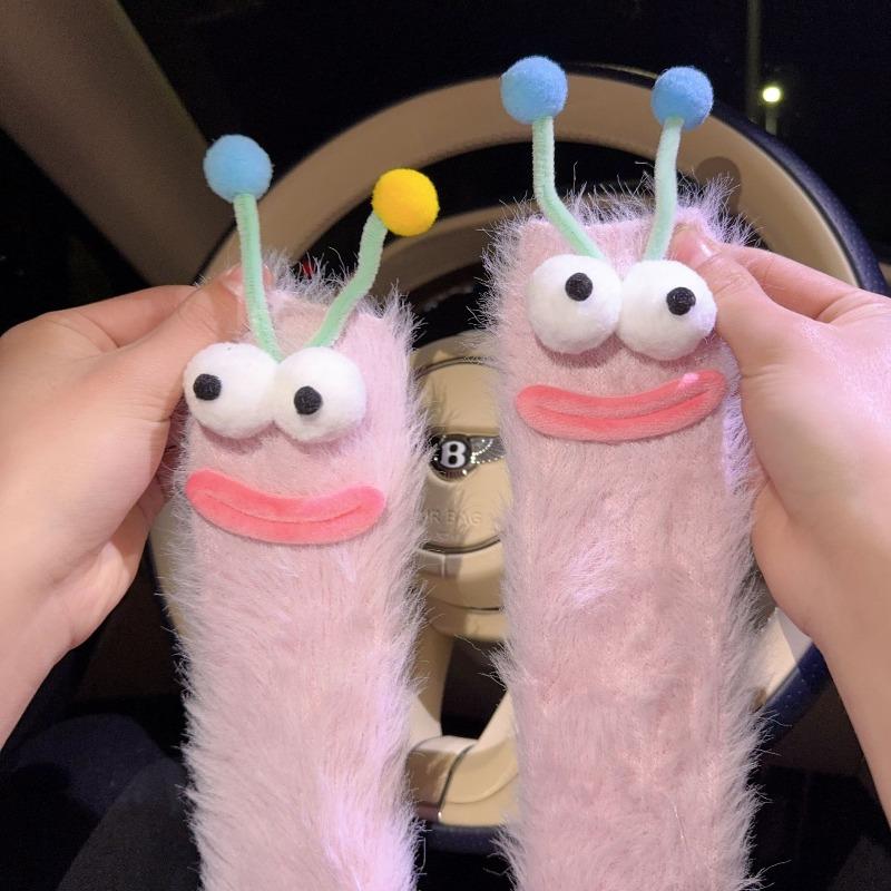 Funny Mink Socks Women's Winter Thickened Plush Warm Sleeping Socks Home Sleep Cute Doll Plush Medium Tube