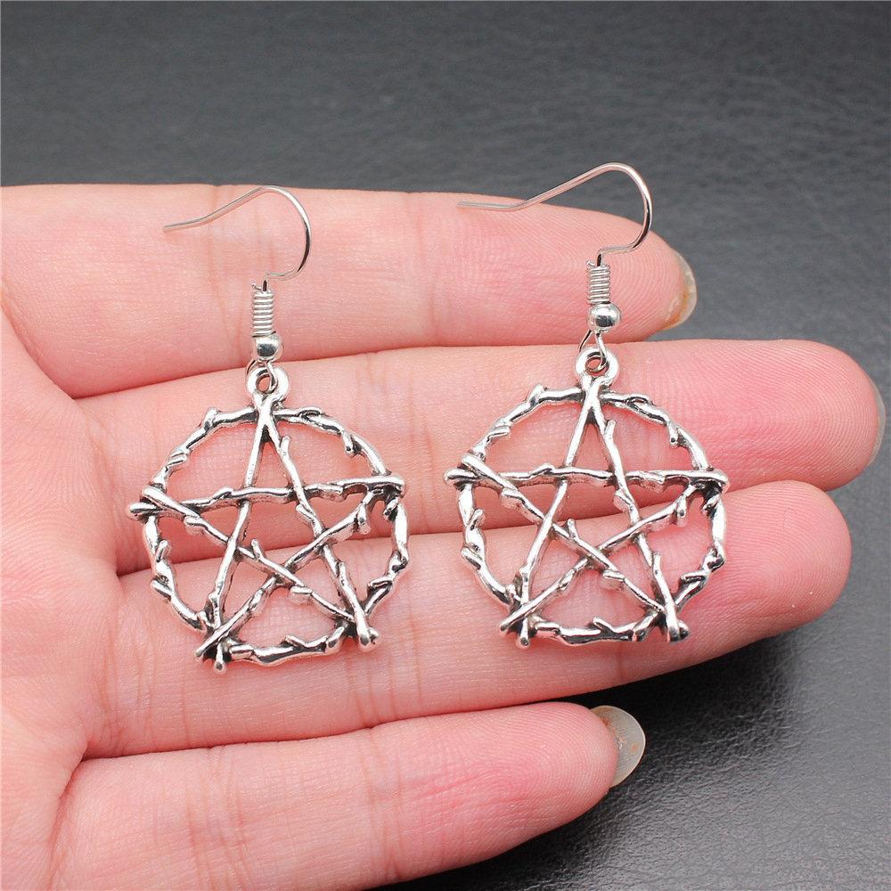 Bohemian Hot-Sale Star Moon Pentagram Circle Dangle Earrings Memorable Wedding Gift for Daily Style