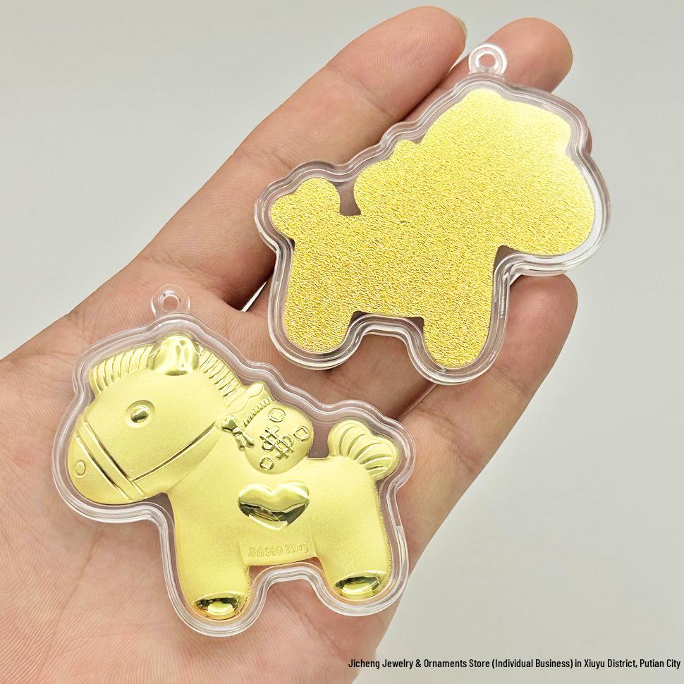 

Golden Money Keychain: 3D Little Horse Cartoon Pendant - Perfect Gift & Phone Charm Gold Leaf