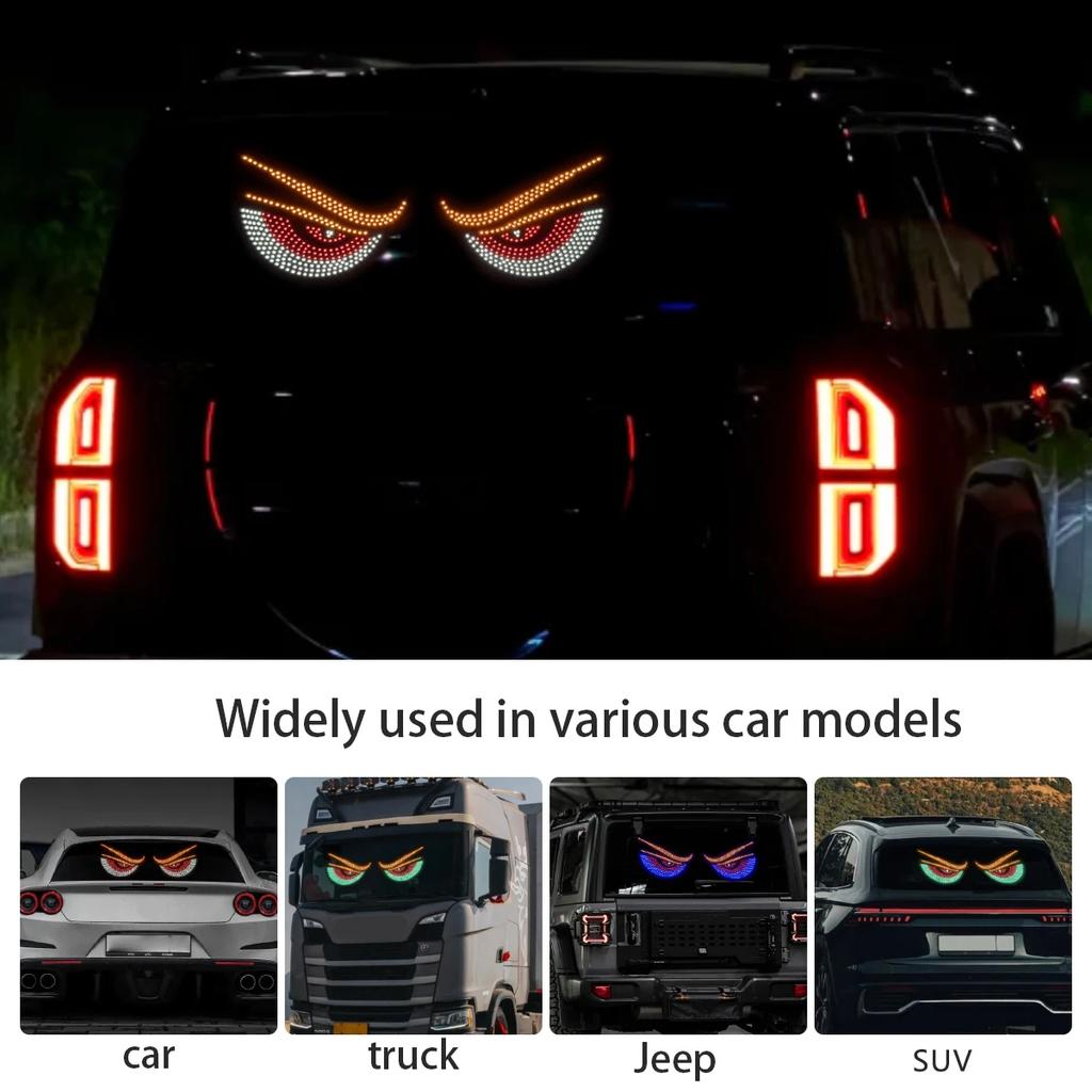 Car Devil's Eye, Car Lights Blink, Car Rear Window Decoration, Dynamic Display Screen, Emojis, Light Cards, Eye Lights parts